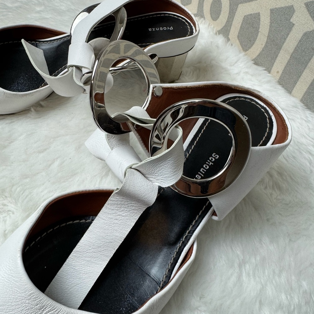 Proenza Schouler Front-tie Block-heel leather mules in white 37 - Picture 4 of 12